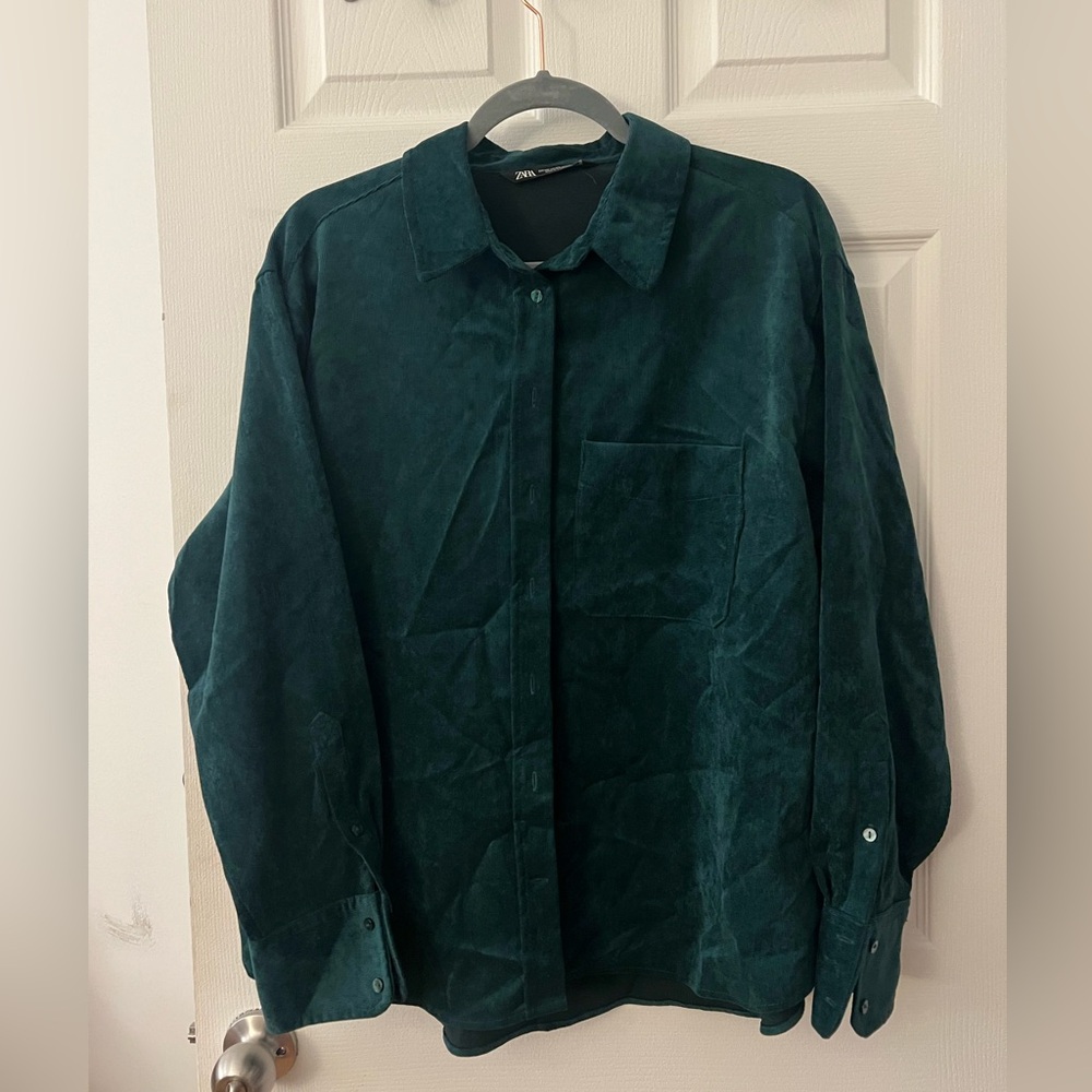 Zara Women's Deep Green Button Down Shirt